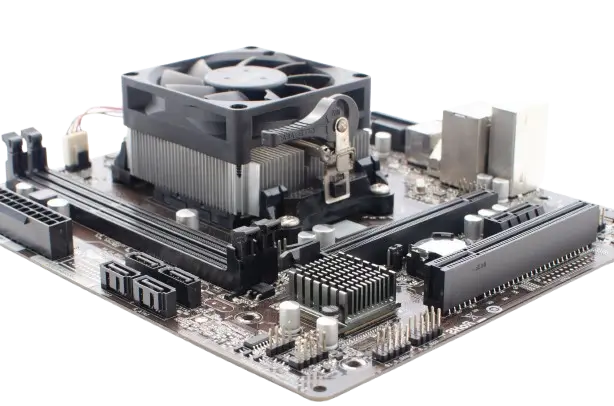 computer motherboard cpu ram memory slot socket computer components concept technology computing performance innovation white background surface with port golden connection removebg preview