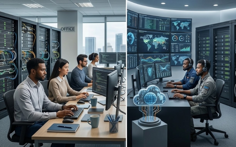 Comparison of in-house IT team and managed network services